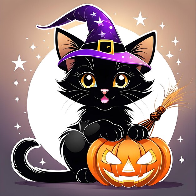 5.300+ Gato Preto Usando Chapéu De Bruxa De Halloween fotos de stock,  imagens e fotos royalty-free - iStock