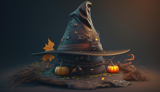 Chapéu de bruxa traje de mago mágico imagem de halloween arte gerada por ai