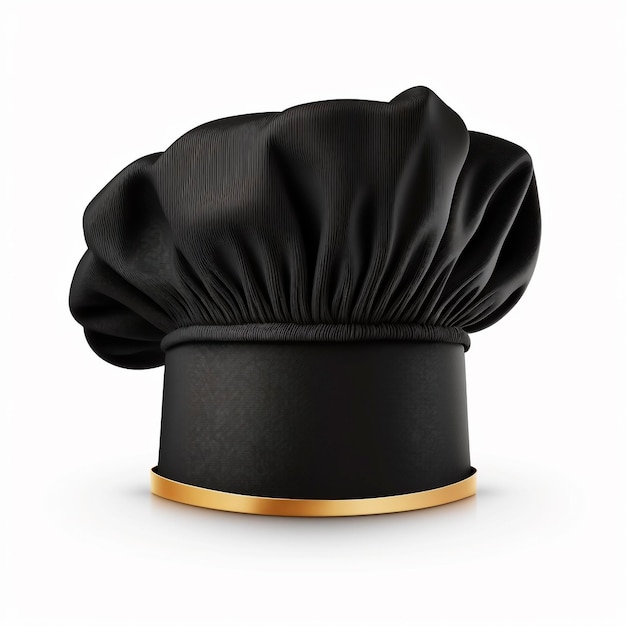 chapéu de chef preto isolado fundo branco