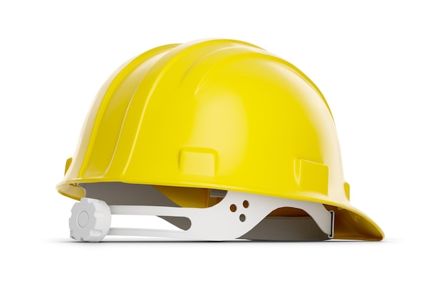 Chapéu de construção amarelo isolado em um fundo branco