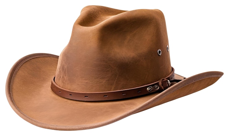 Foto chapéu de cowboy de png de couro de fundo branco castanho