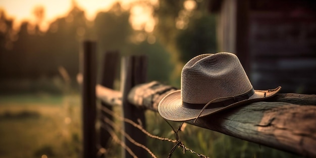 Chapéu de cowboy na cerca de madeira