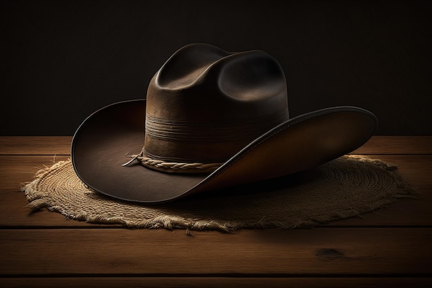 chapéu de cowboy na mesa de madeira