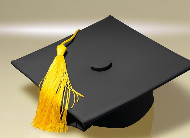 Foto chapéu de formatura com sabor amarelo ai gerado