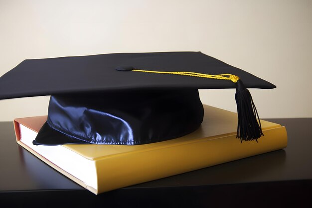 Foto chapéu de formatura e livro para o dia da educação rede neural arte gerada pela ia