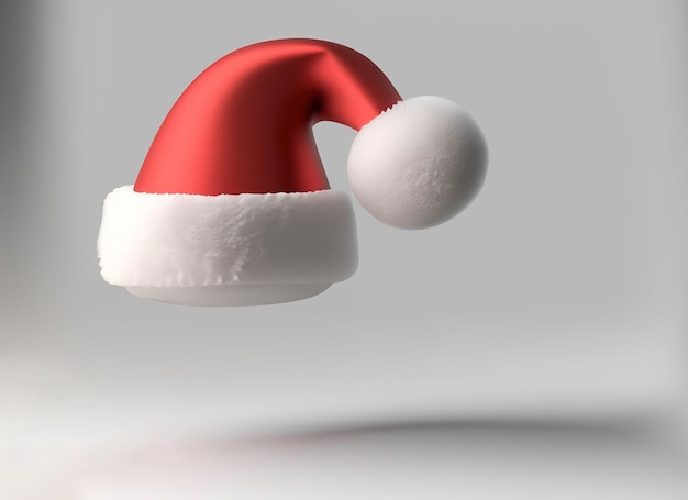 Chapéu de Papai Noel de Natal 3d em fundo branco