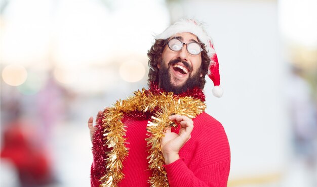 Foto chapéu de papai noel jovem. conceito natal