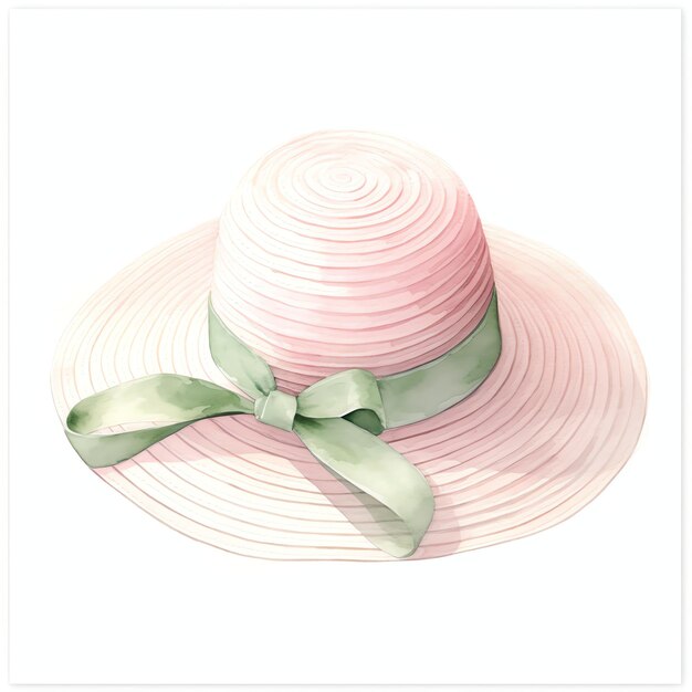 Foto chapéu de sol acessório de vida simples para o dia de primavera em cores estéticas neutras cor-de-rosa aquarela para menina