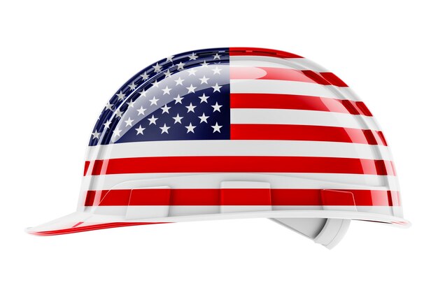 Chapéu duro com a bandeira dos Estados Unidos em 3D isolada em fundo branco