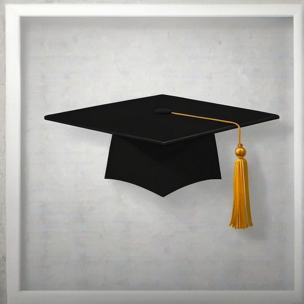 Chapéu e roupão de formatura de estudante com certificado de diploma