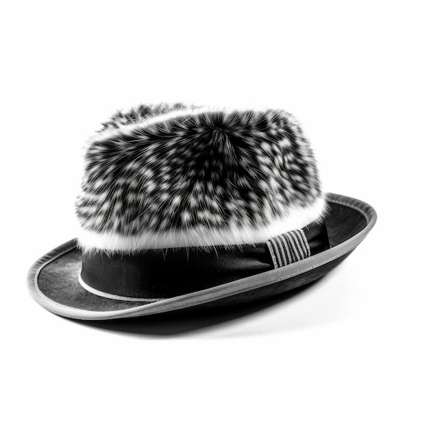 Foto chapéu fedora branco preto isolado em fundo liso