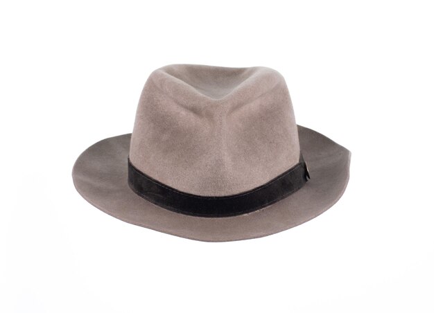 Foto chapéu fedora vintage marrom clássico isolado no fundo branco