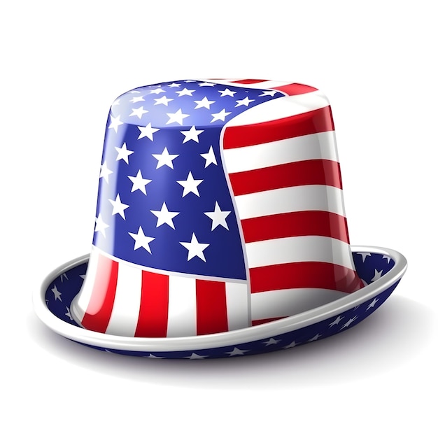 Chapéu no estilo de cores da bandeira americana
