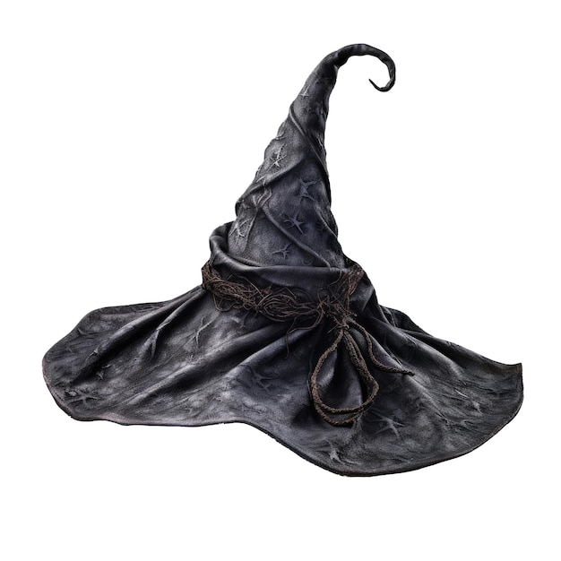 Chapéu preto de bruxa de halloween isolado em um fundo branco