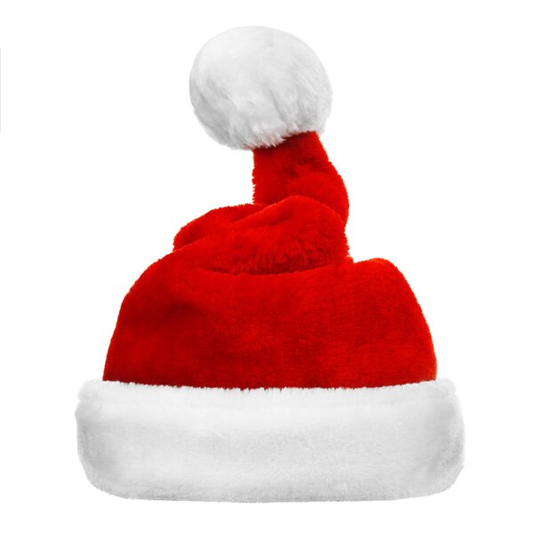 Chapéu vermelho de papai noel em fundo branco