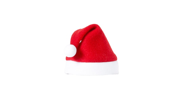 Chapéu vermelho de Papai Noel isolado no fundo branco.