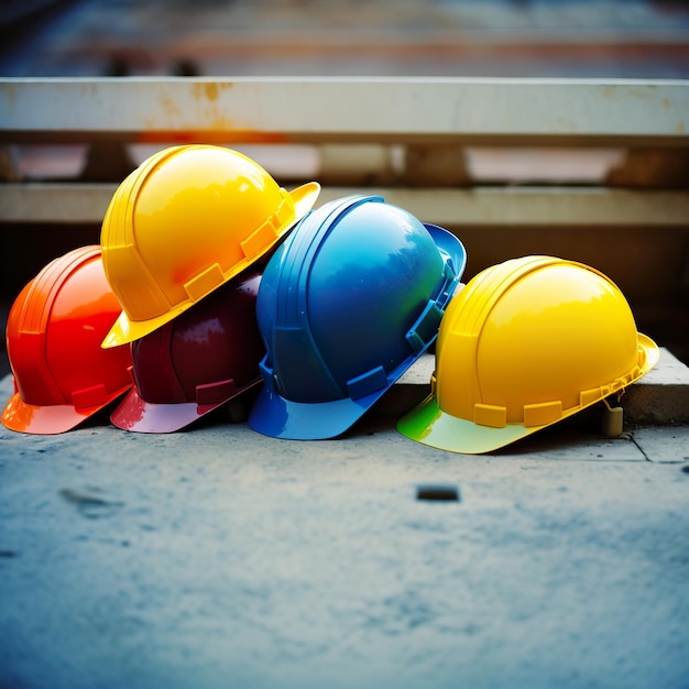 Chapéus multicoloridos de trabalhador da construção civil