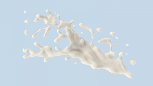 Chapoteo de la leche o del yogur, ilustración 3d.