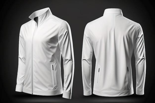 Chaqueta blanca para hombre plantilla en blanco para diseño gráfico vista frontal y posterior