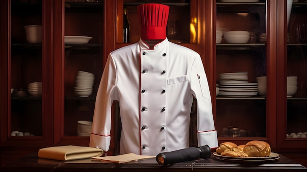 Una chaqueta de chef con un toque o sombrero de chef