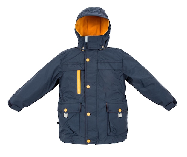 Chaqueta de invierno cálido aislado sobre fondo blanco.