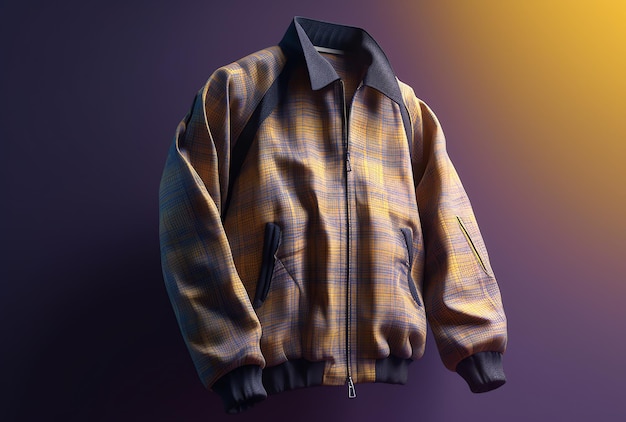 Una chaqueta con morado y amarillo en ella.