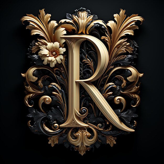 Charakter-Alphabet-Design aus N-Brokat-Material Vray Render Creative auf Black BG Luxury Teuer