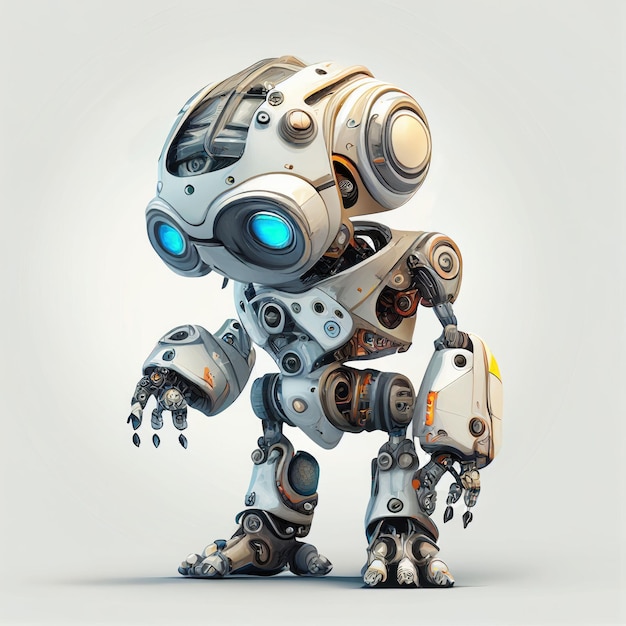 Charakterdesign eines kleinen süßen Roboters auf isoliertem Hintergrund Erstellt mit generativer KI-Technologie