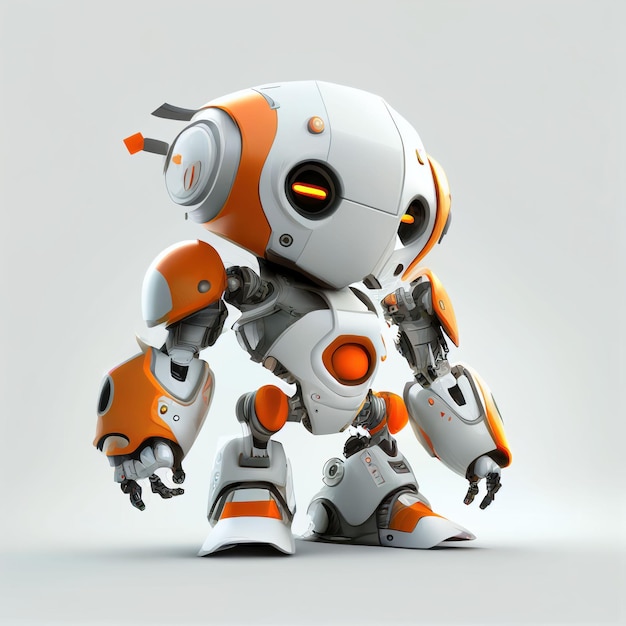 Charakterdesign eines kleinen süßen Roboters auf isoliertem Hintergrund Erstellt mit generativer KI-Technologie