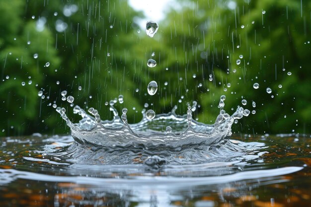 charcos y salpicaduras en gotas de lluvia fotografía profesional