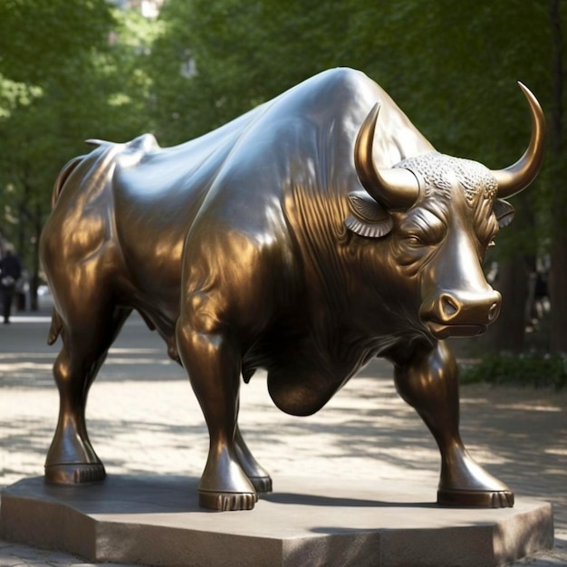 Charging Bull Bronzeskulptur des italienischen Künstlers Arturo Di Modica Bowling Green Manhattan Ai generative