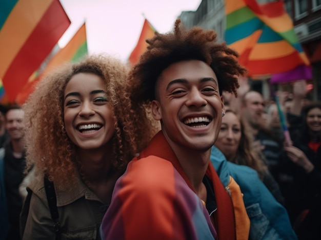 Charismatische Freunde bei der LGBTQ Pride Parade in Amsterdam Amsterdam Pride Celebration