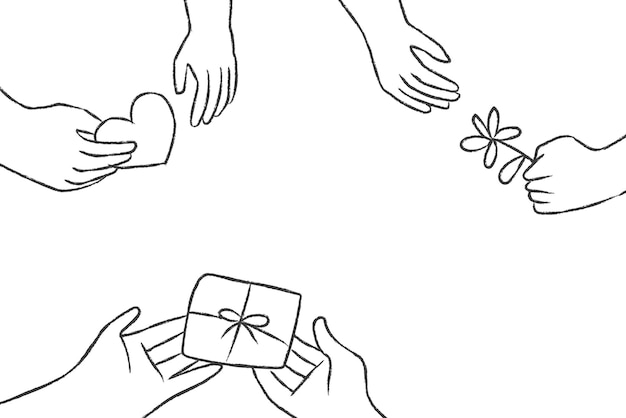 Charity doodle png adesivo conceito de doação de fronteira