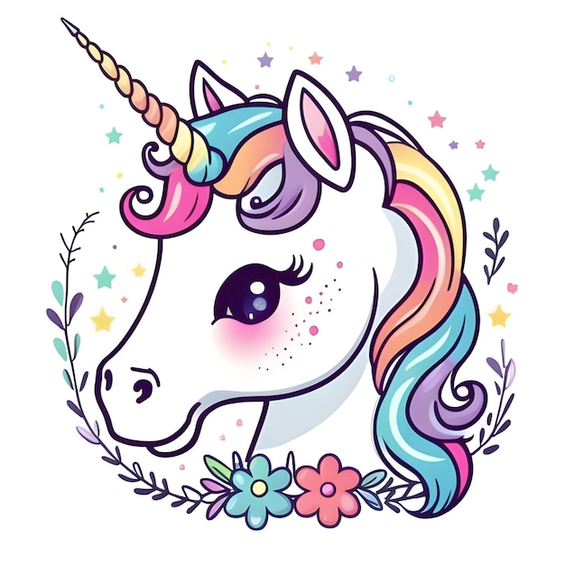 Charm baby face unicorn's cute cartoon magic