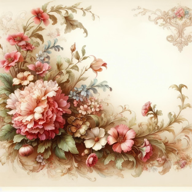 Charmante Blüte im Stil der viktorianischen Zeit Blumenarrangement auf hellem Hintergrund