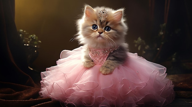 Foto charmante katze in couture eine lebhafte freude