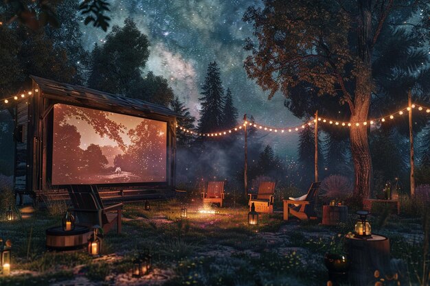 Charmante Kinos im Freien unter den funkelnden Sternen