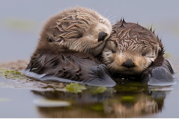 Charmante Meerotter-Paar-Fotografie von Meerestieren