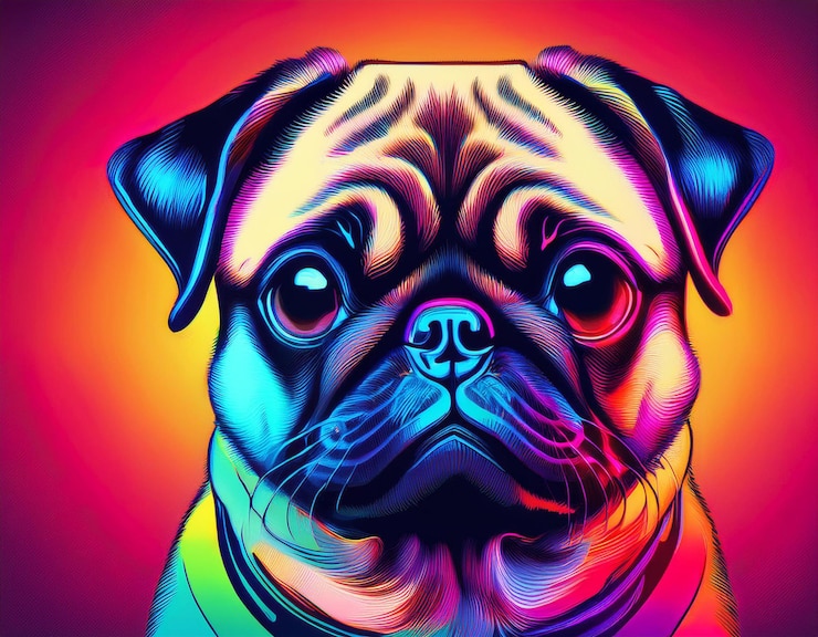 Foto charmante pugs-dog-illustration detailliertes kunstwerk, das die entzückenden merkmale eines pugs darstellt