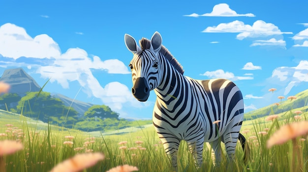 Charmante Zebra-Illustration im Ghibli-Animationsstil