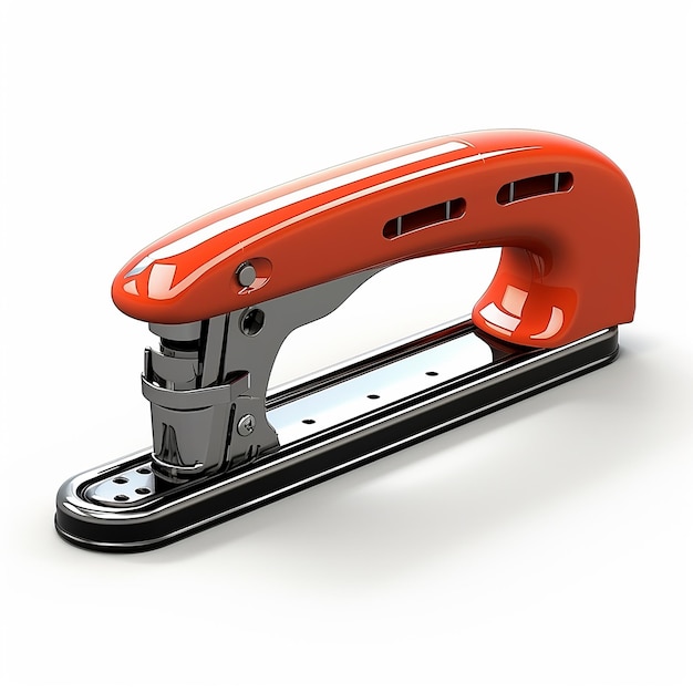 Charmanter 3D-Cartoon-Stapler auf weißem Hintergrund