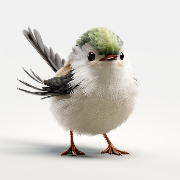 Charmanter 3D-Japanischer Bush Warbler mit ausdrucksstarkem Charakterdesign