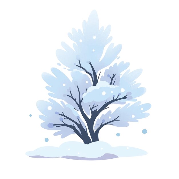 Charmanter Baum im Winterwunderland in flacher Illustration