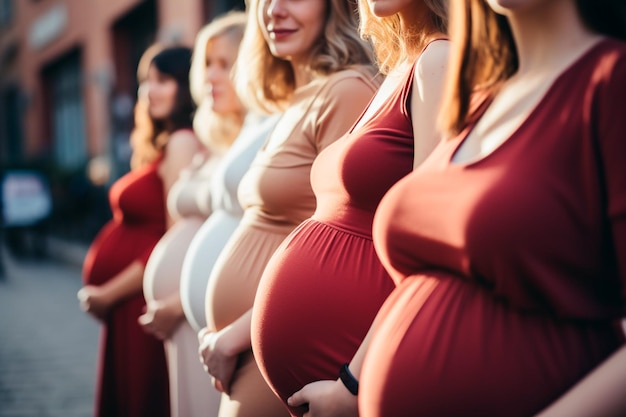 Charme der Schwangerschaft lächelnde schwangere Frau Hände auf ihrem Bauch strahlen die Freude aus, eine zukünftige Mutter zu sein