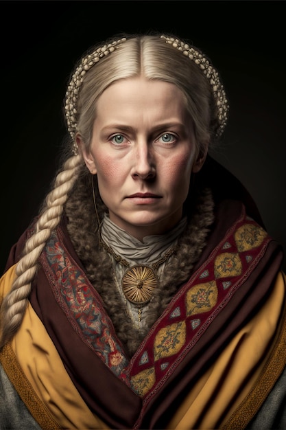 Foto charme tradicional retrato em close-up de mulher europeia em traje ai gerado