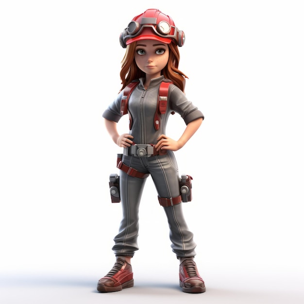 Charming Anime Style 3D Rendering De Fortnite Trabalhador Modelo de Personagem