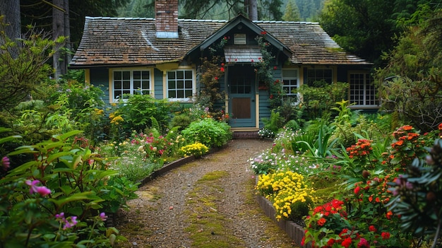 Charming Cottage Exterior com FlowerLined Caminho