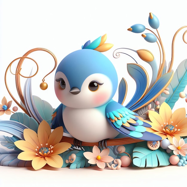 Charming Feathered Friends papel de parede 3D Cute Birds Background Ilustração de design