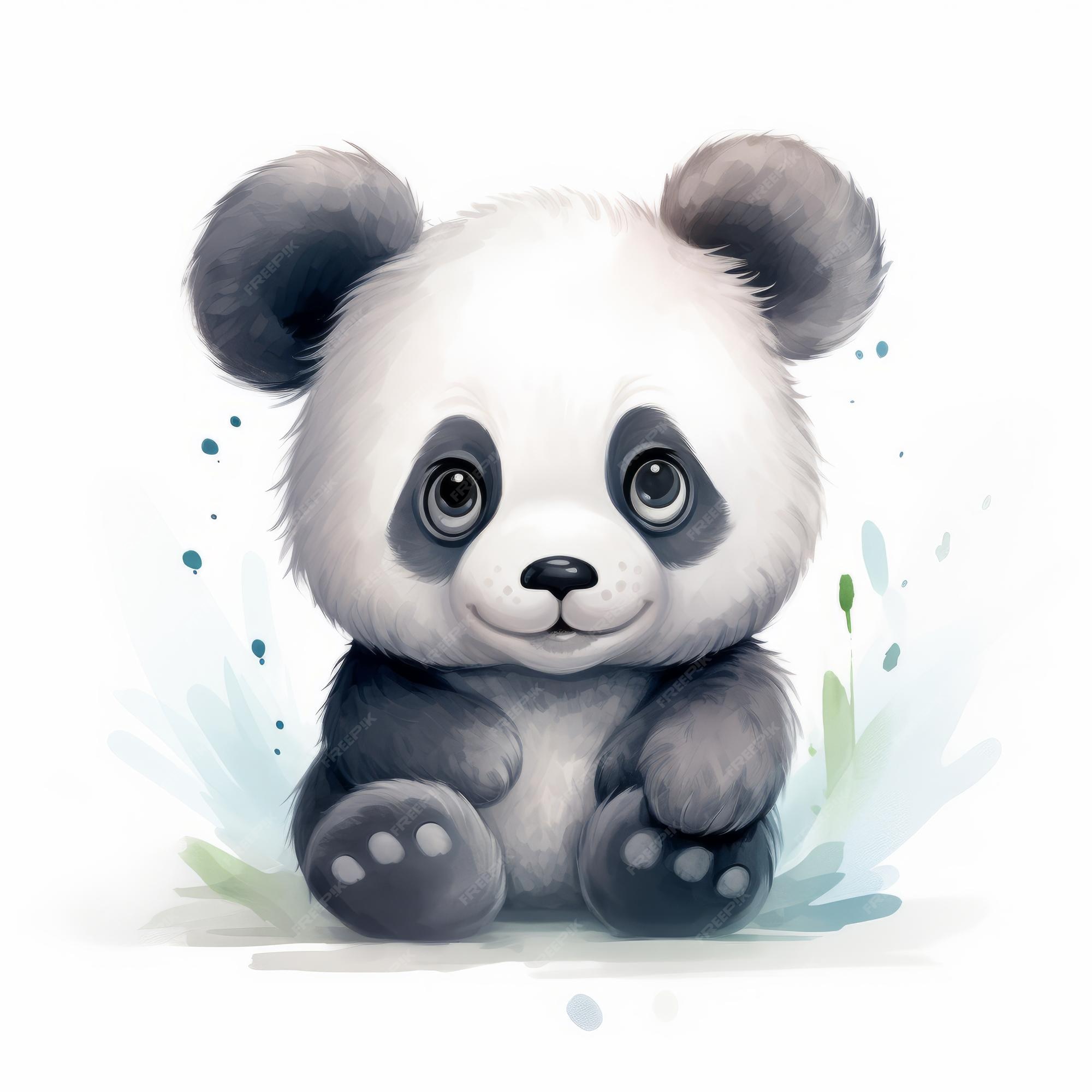 Cara de urso panda bonito. olhar amoroso. personagem de desenho animado.  ilustração.