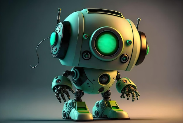 Charmoso robô de inteligência artificial que pode procurar uma figura de desenho animado